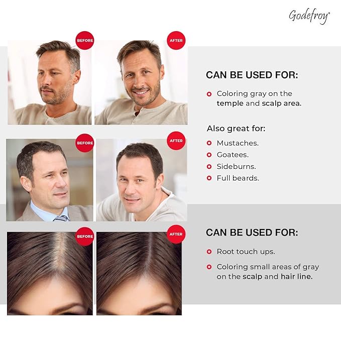 Godefroy Hair Color Kit for Spot Coloring Great For Small Areas Covers Up Gray Hair 4 Applicaion Kit, Light Ash Brown