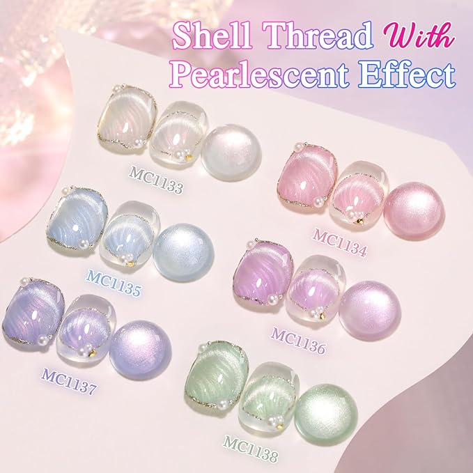 Double Rhythm 15ML Ice Glass Cat Eye Gel Polish with Magnet Holographic Glitter Shimmer Translucent Sheer Color Salon Soak Off Magnetic Nail at Home (Mermaid Purple-MC1136)