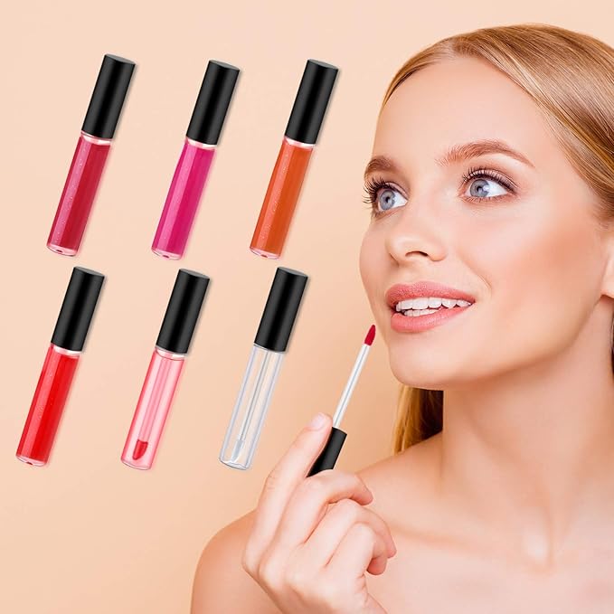 Nuanchu 200 Pcs 10 ml Lip Gloss Tubes Bulk Empty Plastic Lip Gloss Containers Clear Tubes Refillable Balm with Wand and Rubber Inserts Containers Bottles for DIY Makeup Travel (Black)