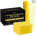 VALITIC Brightening Lemon & Turmeric Kojic Acid Soap, Vitamin C, Retinol - Original Japanese Complex with Hyaluronic Acid, Vitamin E, Shea Butter, Castile Olive Oil - 3 Pack Bundle with African Net