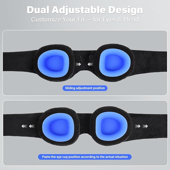 2026 Upgraded Sleep Mask for Dry Eyes, Moisture Goggles for Dry Eye Night, 100% Blackout Hydrating Sleep Goggles, Adjustable Strap, Soft Reusable Eye Mask for Sleeping & Travel, Black