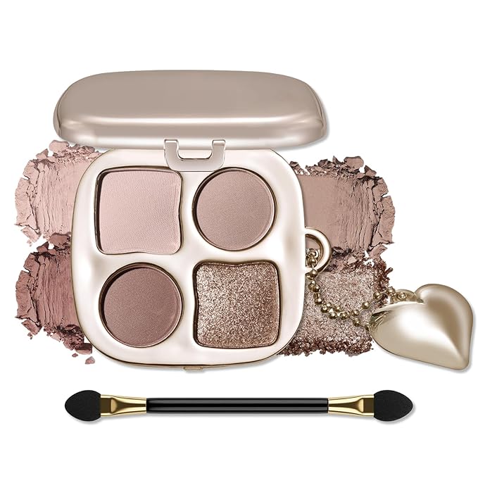Erinde Cool Taupe Nude Neutral Eyeshadow Palette with Mirror, Matte & Shimmer High Pigment Eye Shadow, Blendable Long-Lasting Everyday Eye & Contour Makeup Palette, Perfect for Blue, Green Brown Eyes