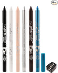 6Pcs Waterline Eyeliner Gel Pencil Set, Longwear Eyeliner Waterproof Smudge-Proof, Eye Liner Brightener Pen with Sharpener, Soft Cream Rich Color Eye Makeup Pen, Black White Nude Silver Brown Sky Blue
