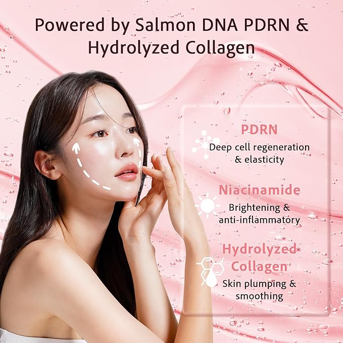 realori Salmon DNA PDRN Collagen Face Mask – Korean Face Mask for Glass Skin – Collagen Face Masks Skincare Overnight Hydrogel – Firming, Hydrating Face Masks, Pink Collagen Mask 4-Pack