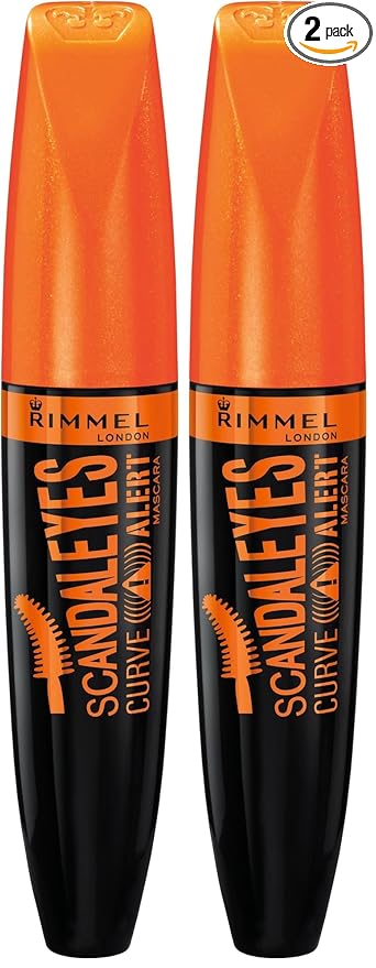 Rimmel London Scandaleyes Curve Alert Mascara, Volumizing, Curls, Plumps, 001, Black, 0.41oz (Pack of 2)