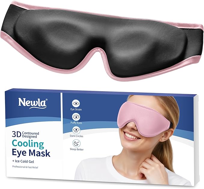 Upgraded Cooling Gel Eye Mask for Puffy Eyes: Larger Full-Eye Cover Design for Ice Cooling Relief, Reusable Cold Compress for Dark Circles, Eye Bags, Fatigue & Migraine(Pink)