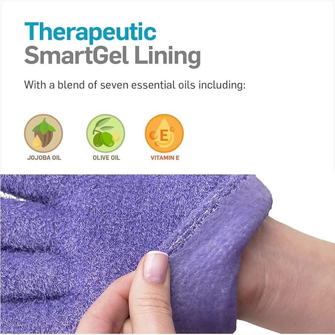 Product Image NatraCure Moisturizing Gel Gloves - (for Dry, Cracked Skin, Aging Hands, Cuticles, Eczema, After Hand Washing, Instead of Overnight Sleeping Gloves, Lotion, Cream) - Color: Lavender