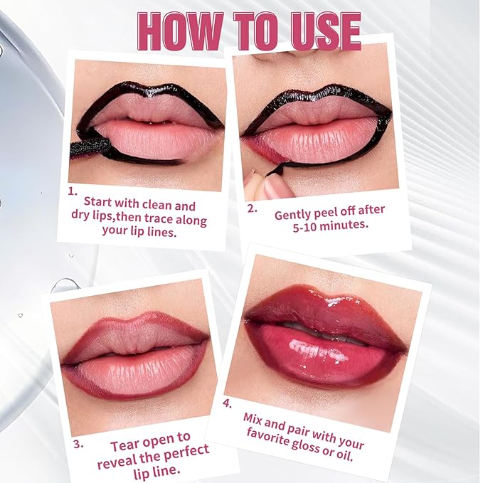 4Pcs Peel Off Lip Liner Stain Set - Long-Lasting, Smudge-Proof, Waterproof Nude Matte Lip Tint, Non-Fading Peel Off Brown Lip Line Color, Effortless Precision & Full Coverage, Overline Lip Combo