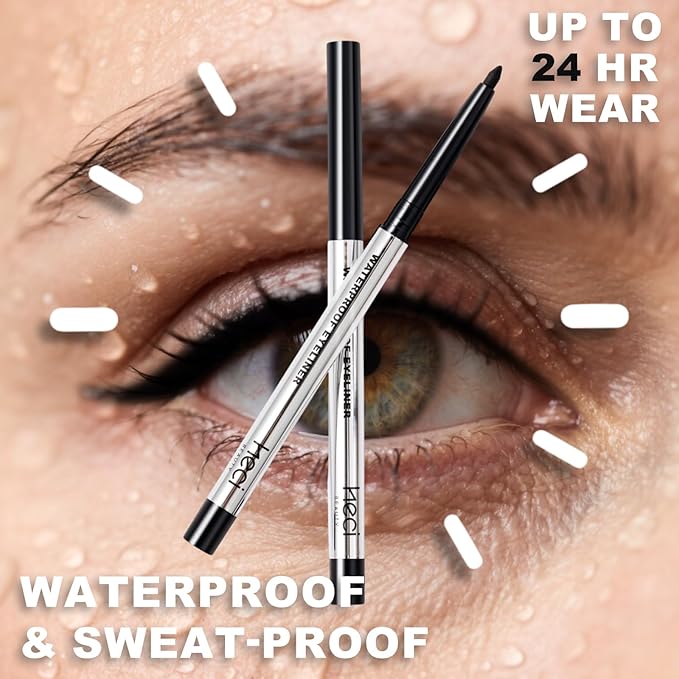 HECI BEAUTY Sharpenable Gel Eyeliner Pencil, Multi-Use Longwear Eyeliner Pencil, Ultra-Smooth Tip Eye Makeup with Up to 24HR Wear, Waterproof & Smudge-Proof -Black