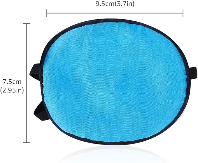 eZAKKA 2 Pieces Silk Eye Patch Medical Eye Patch for Adult Women Elastic Lazy Adjustable Single Eyepatch with Elastic Strap (L, Blue+Black)