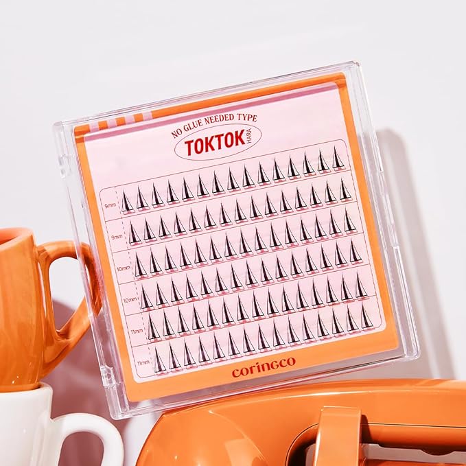 CORINGCO Toktok Hara Light Self Adhesive False Eyelashes, Natural Look, No Glue Needed, Assorted Set of 9/10/11mm, Reusable Lash Clusters Kbeauty - Bold