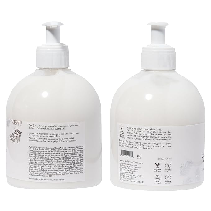 100% PURE Coconut Milk Restorative Conditioner - Moisturize & Repair Replenishing Nutrient Boost for Dry Damaged Hair, Promotes Healthy Growth for Women & Men - Sulfate Free - 16 Fl Oz
