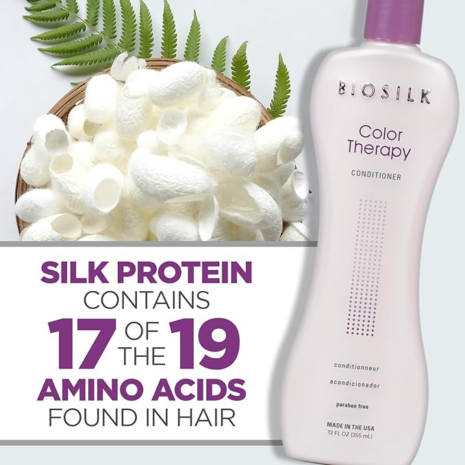 BioSilk Color Therapy Conditioner, Replenishes Moisture While Protecting Color, Enhances Vibrancy & Shine, Sulfate, Paraben & Cruelty-Free, 12 Oz