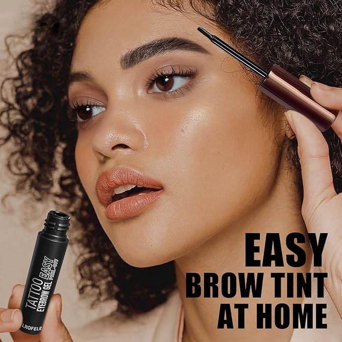 Cilrofelr Tattoo Peel Off Eyebrow Gel, Easy Tattoo Brow Peel Off Gel, Last Up to 3 Days, Waterproof, Transfer-proof, For Fuller & Defined Looking Brows, Black Brown(2 Pack)