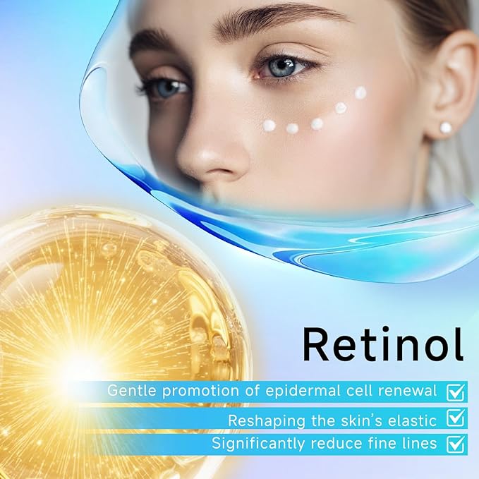 Retinol Eye Cream - Eye Cream for Dark Circles, Puffiness, Anti Aging, with Peptides, Caffeine