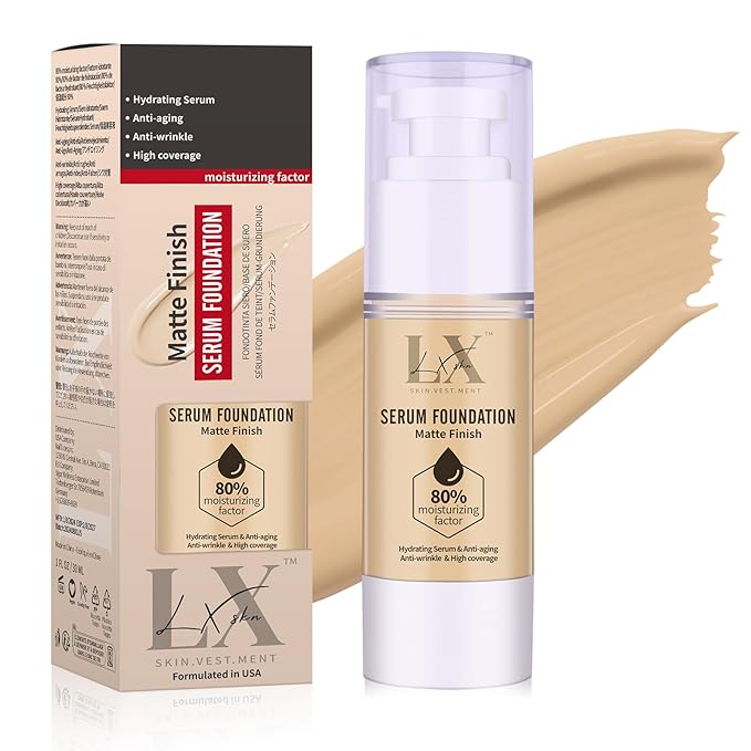 Moisturizing Foundation with 1% Hyaluronic acid, Deep Hydration & High Coverage Serum Foundation for A Smooth & Satin Finish, 108 Light