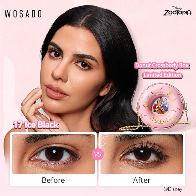 WOSADO×Zootopia1 Bag Gift Set, Disney [No.17 Ice Black] 21.5mm Soft Magnetic Eyelashes Kit with Applicator, Reusable Glue-free Magnetic Lashes, Cruelty-free False Lashes, Waterproof, for Makeup