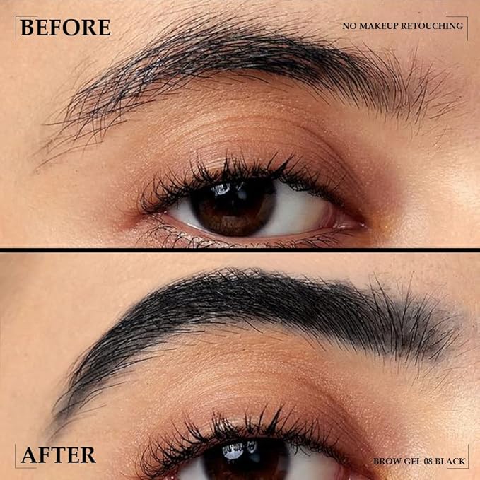 Tinted Thickening Brow Mascara,Tinted Eyebrow Gel,Waterproof, Transfer-proof, Brush to Fill in Eyebrows and Cover Gray Hairs - Cruelty Free (2pcs 08 Black)
