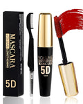 Red Waterproof Mascara for Eyelash, 5D Silk Fiber Lashes Extension Colored Tube Mascara with Eyelash Brush, Long Lasting Smudge-proof Volumizing Lengthening, Cosplay Party Eye Makeup Gift for Women
