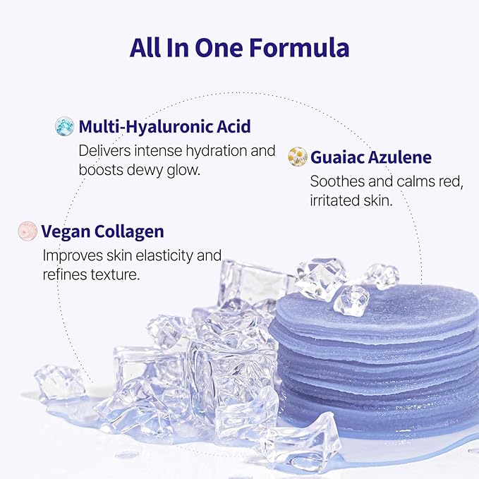 PONGDANG Dewy Glow Azulene Gel Toner Pad | Cooling Calm | Korean Gel Toner Pads with Guai Azulen, Chamomile | Soothing, Radiance & Uneven Skin Tone | Korean Skin Care