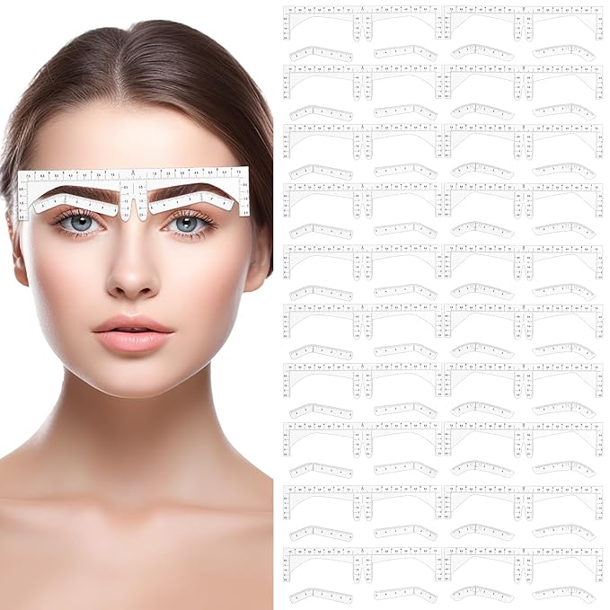 60pcs Eyebrow Template, Eyebrow Stencil Kit for Women, Disposable Eyebrows Shaper Ruler for Older Women Eye Brow Stencil Stickers Guide, Templates for Beginners