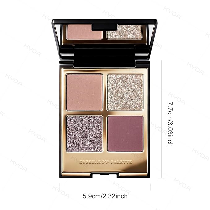 KYDA 4 Colors Purple Eyeshadow Palette, Dark Plum Glitter Eyeshadow, Shimmer Pearl Sparkling Smokey Purple Eyes Shadow, Ultra-fine Lightweight, High Pigment Eyes Glitter Makeup