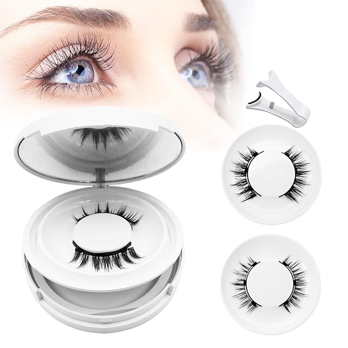 Meylora Magnetic Eyelashes with Applicator Natural Look, Reusable Eyelashes Magnetic Lashes, No Glue Needed Wispy False Lashes Kit Easy to Wear and Remove (Natural+Simple)