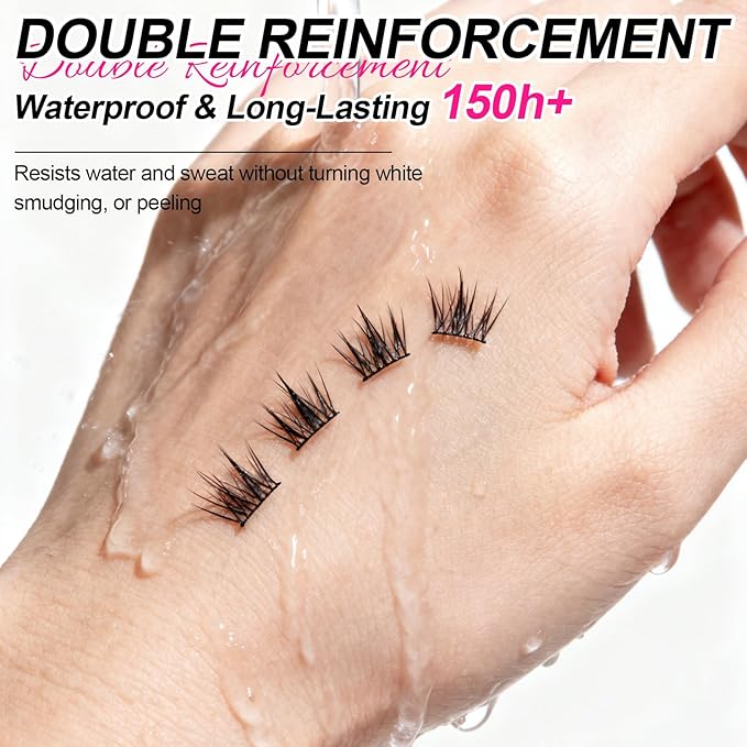 Lash Bond and Seal Black Eyelash Glue Waterproof Lash Clusters Glue for Cluster Lashes Strong Hold 150Hour Eyelash Adhesive at Home（5ml Black Bond+5ml Clear Seal）