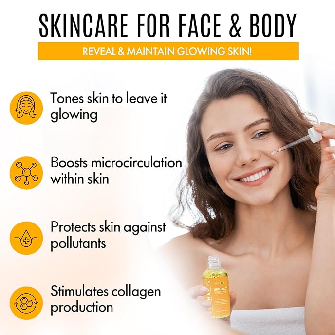 Healov Turmeric Skincare Set - Turmeric Skin Care Products Brightening & Acne - Turmeric Skin Care Kit, Turmeric Skin Care Set - Turmeric Cleanser, Body Scrub, Face Cream & Facial Serum