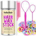 Dolahair Hair Wax Stick & Hair Accessories Accessories -60 Pcs Elastic Hair Ties Flyaway Control Hair Accessories for Baby Girls Infants Toddlers Kids 2 Hair Loop Styling Tools (Colorful)