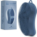 MainBasics Silicone Body Scrubber Dual-Sided Shower Loofah and Exfoliator (Dark Blue, Exfoliate)