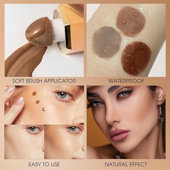 Liquid Contour Stick Makeup - Cream Face Contour Wand with Cushion Applicator, Natural Matte Long Lasting Creamy Bronzer Contour, Lightweight Silky Blendable for Contouring Makeup (#03 DARK)