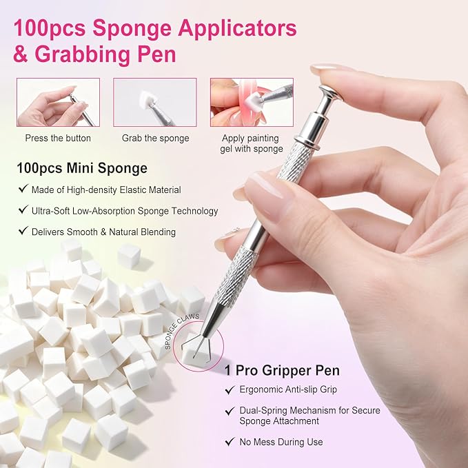 Cushion Patting Gel Polish Pallete Kit - 6 Colors Sponge Ombre Gradient Gel Pat Paint for Nails - Painting Nail Art Palette Manicure Tools for Blush Aura French Sculpting Nails Salon Home