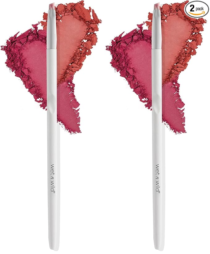 Wet n Wild Angled brush, Foundation Makeup Blending Brush, Ultra-Thin Precision, Ergonomic Handle (Pack of 2)