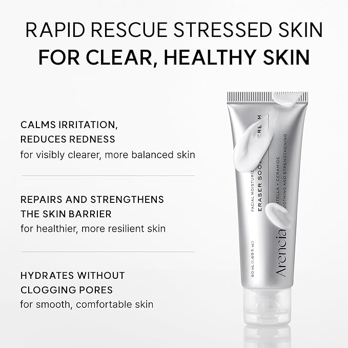 ARENCIA Eraser Soothing Cream, Facial Moisturizer with Centella & Ceramide, Hydrating Face Cream for Sensitive Skin, Lightweight Barrier Support, 50ml / 1.69 fl oz
