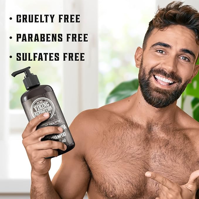 Viking Revolution Biotin Mens Shampoo - Eucalyptus and Peppermint With Jojoba Oil and Mint Oil - Hair Loss Treatment for Men With Thinning Hair (17 Oz)