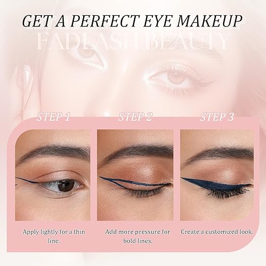 Eyeliner Liquid Eyeliner with Fine Brush for Smooth Application, Waterproof & Smudge-Proof Eye Liner, Long-Lasting Makeup, Highly Pigmented Blue Eyeliner Pencil, Cruelty-Free & Vegan, 0.6ml