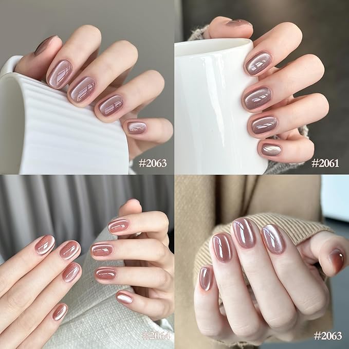 GAOY Forest Sunset Cat Eye Gel Nail Polish Set with Magnet for Holographic Cat Eye, Salon Gel Manicure and Nail Art DIY at Home