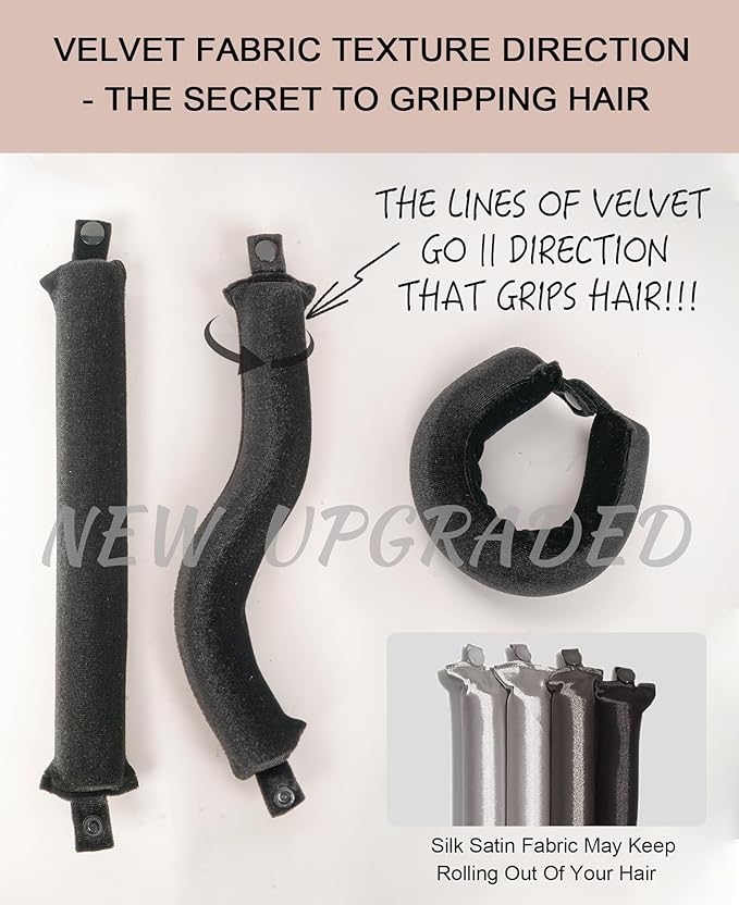 Classic Heatless Curls Overnight Rods No Heat Hair Curlers to Sleep in Foam Soft Hair Rollers for Thick & Long Hair Blowout Look, Heatless Flexible Curling Rod Set with Satin Wrap for Sleeping