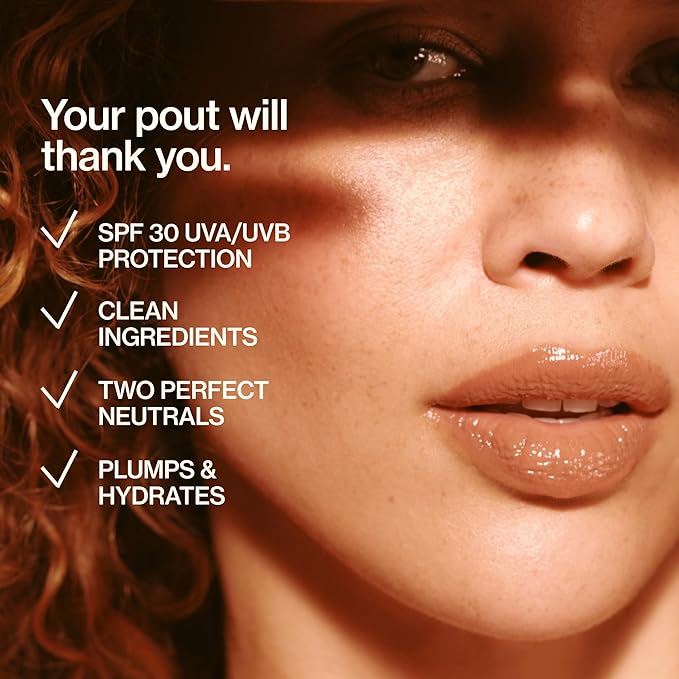 Daily Lip Sun Gloss SPF 30 in Iced Coffee (.59 Oz), Made with clean Ingredients like Mango Butter & Rosehip Oil for Nourishing and Hydrating, Hyaluronic acid for plumping, Glossy, modern neutral color