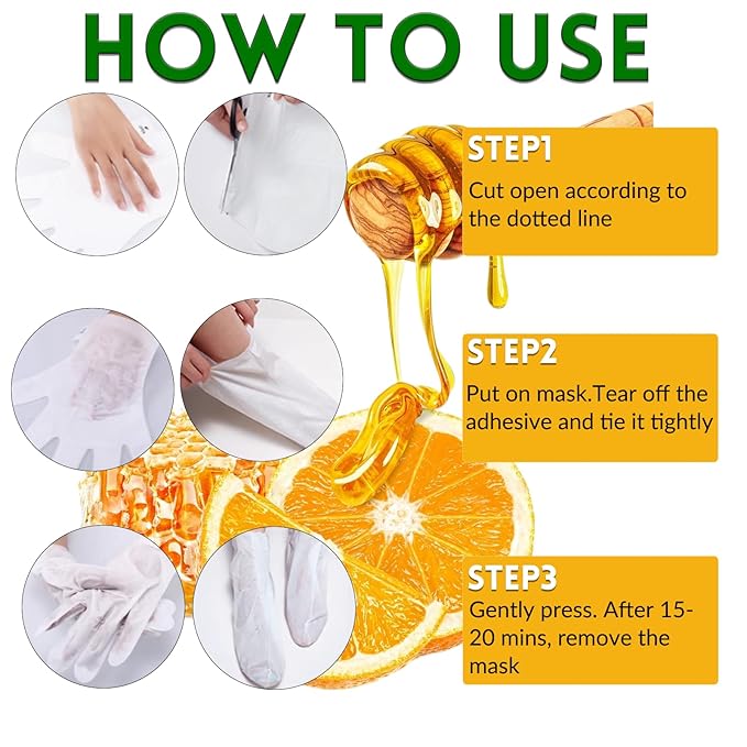Elitzia Foot Mask Hand Mask Hydrating Honey Almond Extract Moisturizing 5 Pairs Gloves 5 Pairs Socks Masks Intensive Repairing Softening Masks Women Spa Dry Cracked Skin Care ETWHF