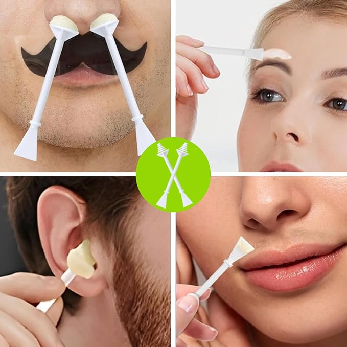 100 Pcs Nose Wax Sticks, Plastic Nose Hair Wax Applicator Stick with Disposable Spatulas for Men Women Eyebrows Ears Nose Hair Removal