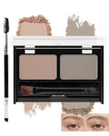 Eyebrow Powder Makeup Kit - Light Brown+Grey, 2 Color Eye Brow Powder Palette Waterproof Long-Lasting Brow Filler, Lightweight, Easy Blend, Natural Full Look with Brush, maquillaje para cejas-01
