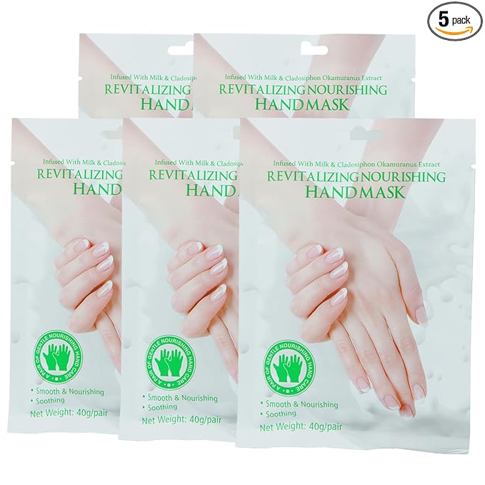 Moisturizing Hand Mask 5 Pairs Hydrating and Nourishing Hand Masks for Dry Cracked Hands for Soft Silky Smooth Hands Spa Treatment for Women and Men, 40g/Pair