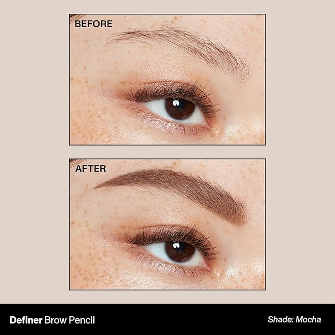 Morphe Definer Dual-Ended Brow Pencil & Spoolie - Eyebrow Pencil with Precision Slanted Tip for Shaping, Defining & Filling - Smooth, No-Tug Formula - Mocha (0.003 oz)