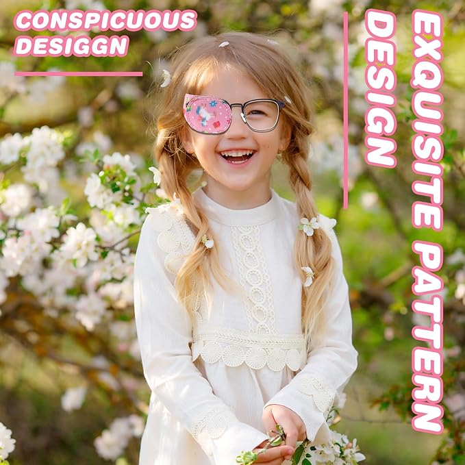 Lusofie Comfortable Kids Eye Patches for Amblyopia Treatment (Lazy Eye) - Fun Colorful Designs, Fits Both Eyes, 8 Pack - Soft Occlusion Patch for Glasses