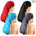Eurzom 4 Pcs Large Shower Cap for Braids Extra Long Shower Cap for Women Long Hair Locs Foldable Waterproof Reusable XL Hair Bonnets for Dreadlocks Drawstring Bath Caps(Red, Blue, Black, Gray)