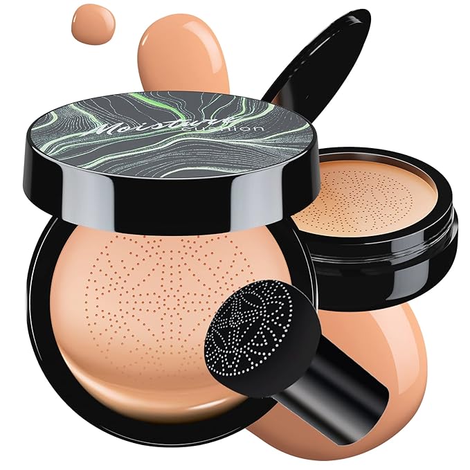 Mushroom Head Air Cushion CC Cream - Tattoo Cover up BB Cream Foundation Makeup Moisturizing Concealer Long-Lasting, Cushion Foundation Full Coverage Self Adjusting (Nude)