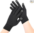 Donfri 2 Pairs Cotton Moisturizing Gloves Men Touchscreen Fingers for Eczema Dry Hands Hand Care Overnight Moisturizing (Medium-Black)
