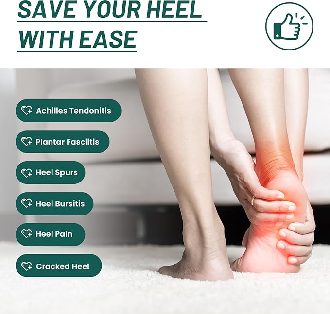 Plantar Fasciitis Heel Protector for Shoes - Welnove Anti Slip Heel Cups for Women Men Heels Spur Pain Relief - Heel Inserts Pads for Achilles Tendonitis Dry Cracked Heel Support Cushion (Size L)